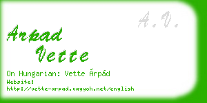 arpad vette business card